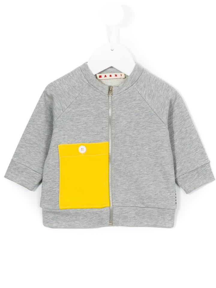Marni Kids - Pocket Detail Zip Sweatshirt - Kids - Cotton - 24 Mth, Grey