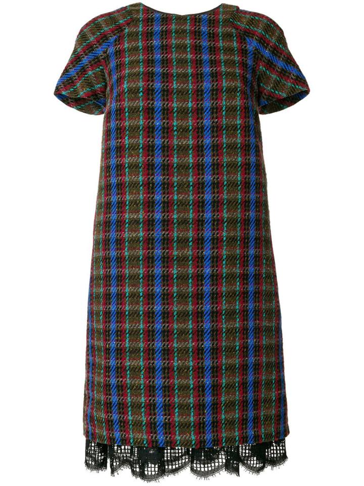 Talbot Runhof Knitted Check Dress - Multicolour