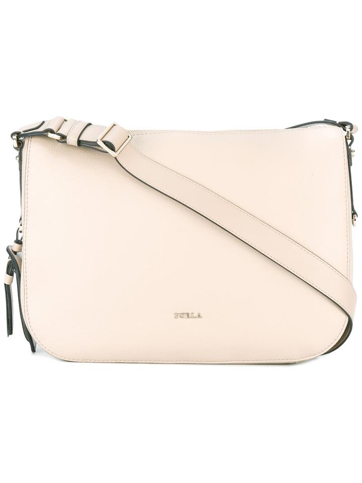 Furla Tag Detail Shoulder Bag, Women's, Nude/neutrals, Calf Leather