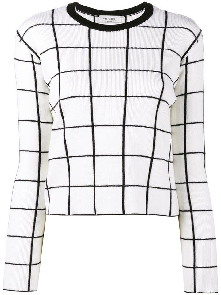 Valentino - Grid Intarsia Jumper - Women - Virgin Wool - S, White, Virgin Wool