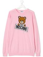 Moschino Kids Teen Teddy Logo Knit Jumper - Pink & Purple