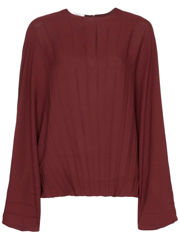 Valentino Batwing Sleeve Pleated Blouse - Red