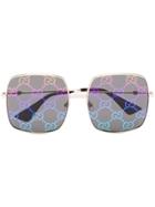 Gucci Eyewear Multicoloured Square Logo Lens Sunglasses - Metallic