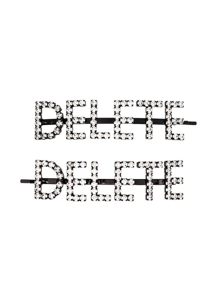 Ashley Williams Black Delete Crystal-embellished Hair Pins