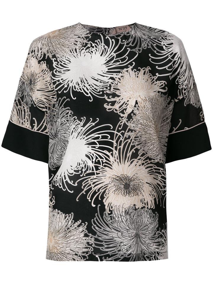 No21 Printed Short Sleeve Blouse - Black