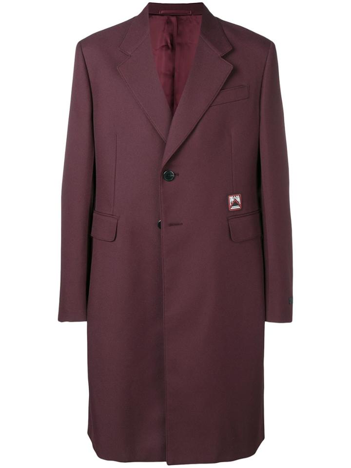 Prada Straight Midi Coat - Red