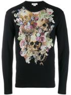 Alexander Mcqueen Floral Skull T-shirt - Black