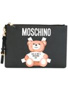 Moschino Toy Bear Paper Cut Out Clutch, Women's, Black, Leather/polyurethane