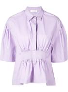 Cédric Charlier Collared Blouse With Ruched Front - Purple