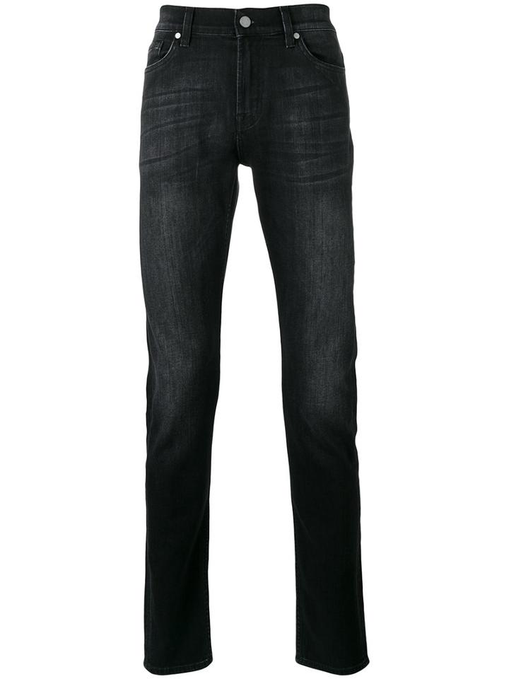 7 For All Mankind - Straight Leg Jeans - Men - Cotton/polyester/spandex/elastane - 36, Black, Cotton/polyester/spandex/elastane