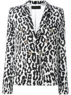Alexandre Vauthier Leopard Print Blazer, Women's, Size: 44, White, Polyester/viscose/wool