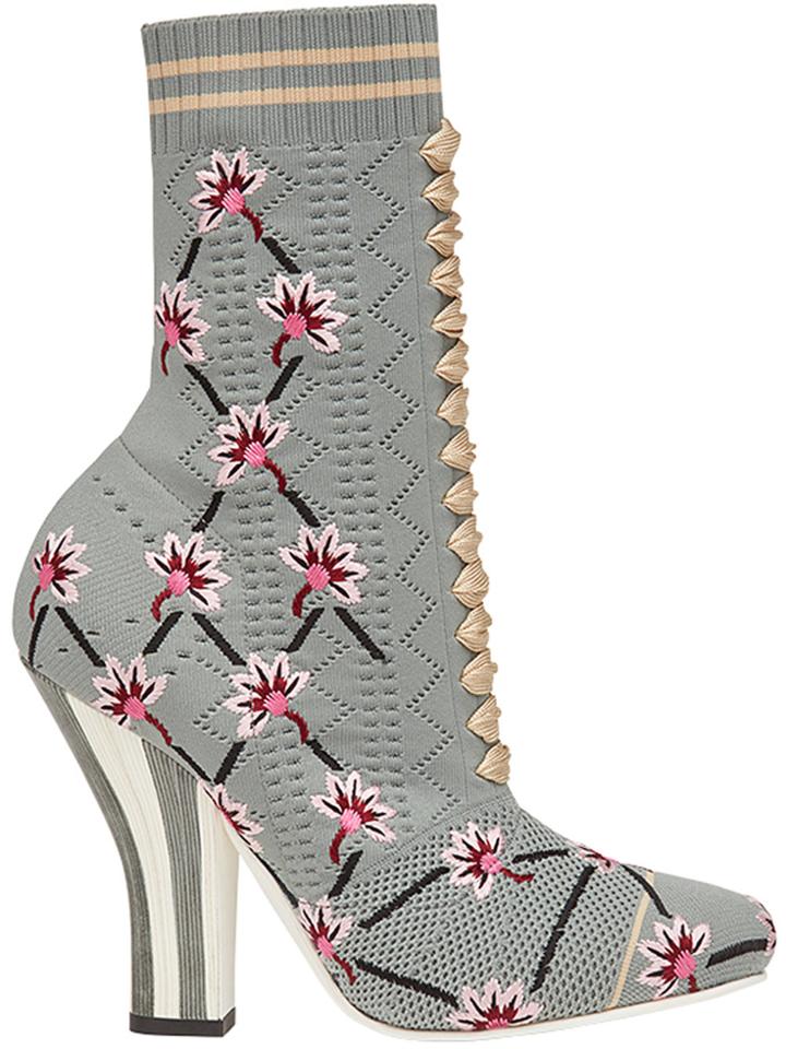 Fendi Open Knit Sock Boots - Grey