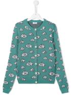 Au Jour Le Jour Kids Cloud Intarsia Knit Cardigan, Girl's, Size: 14 Yrs, Green