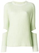 Zoe Jordan Cut-out Ribbed Jumper - Green