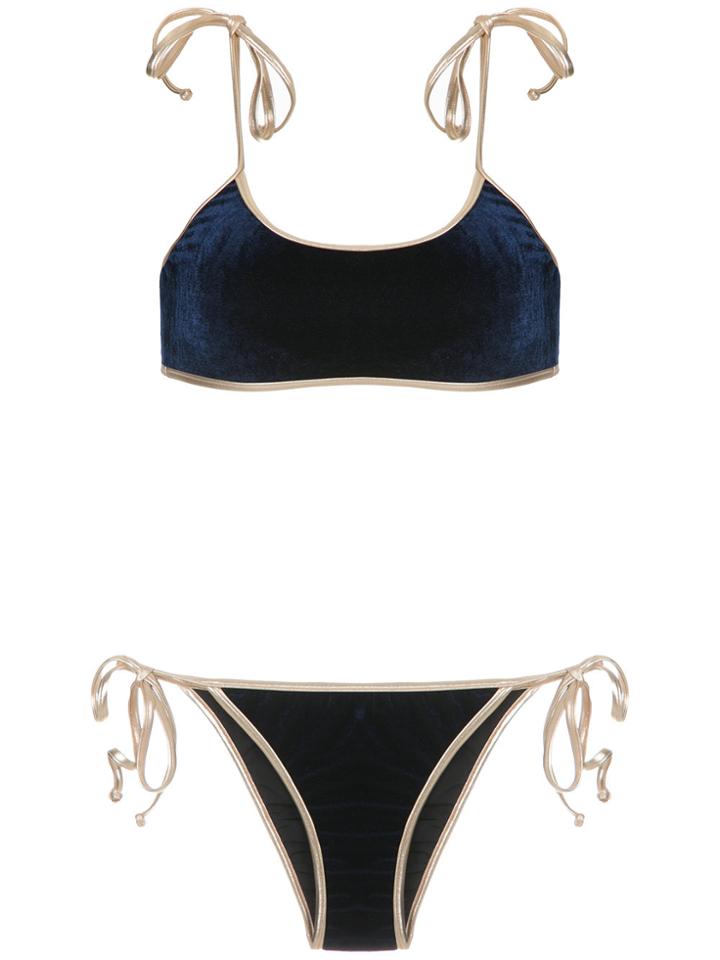 Adriana Degreas Velvet Bikini Set - Blue