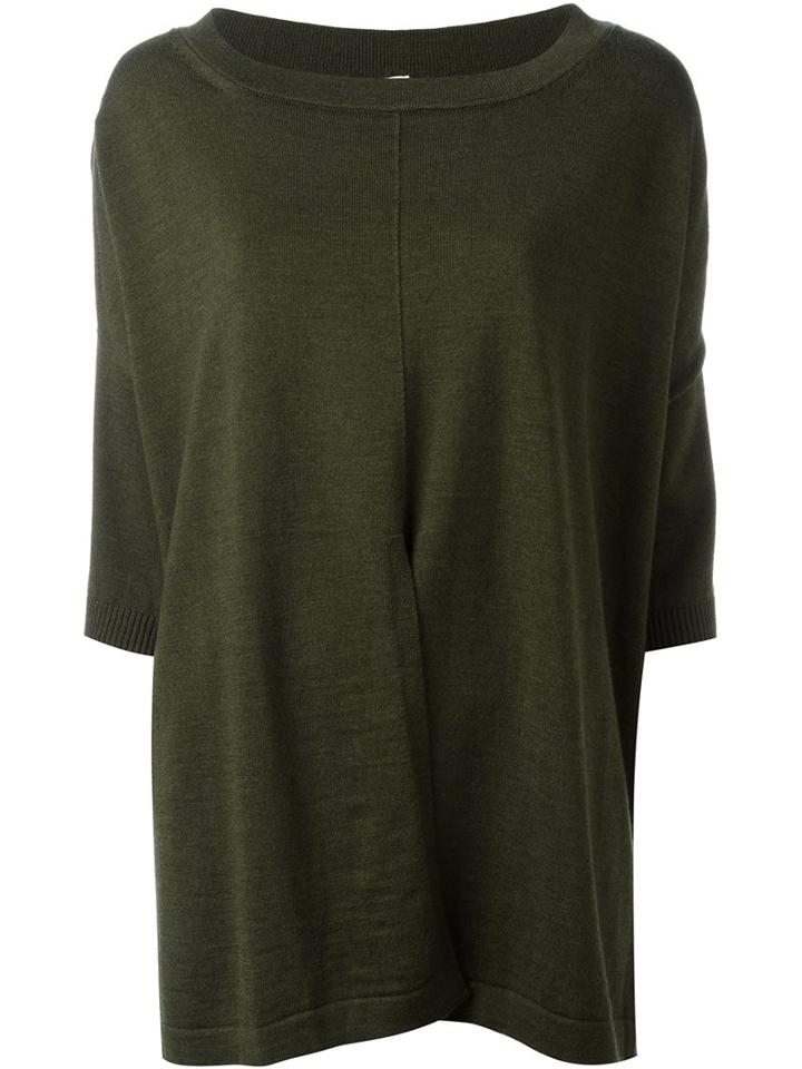 Antonio Marras Split Front Sweater, Women's, Size: Small, Green, Virgin Wool