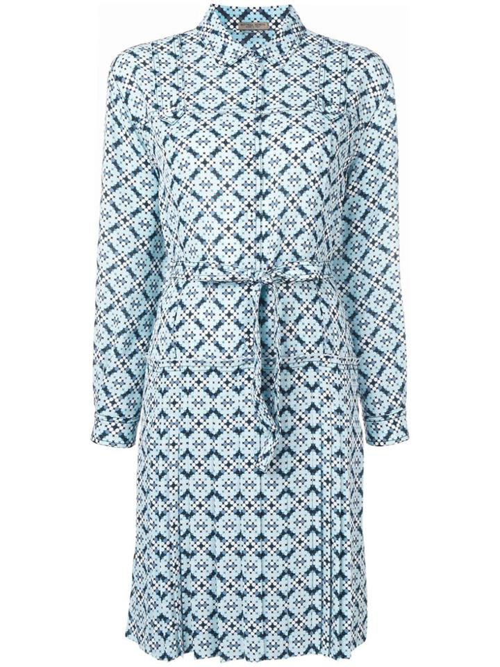 Bottega Veneta Geometric Print Shirt Dress - Blue
