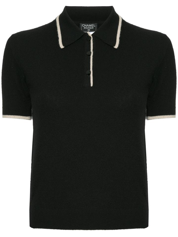 Chanel Vintage Cashmere Polo Shirt - Black