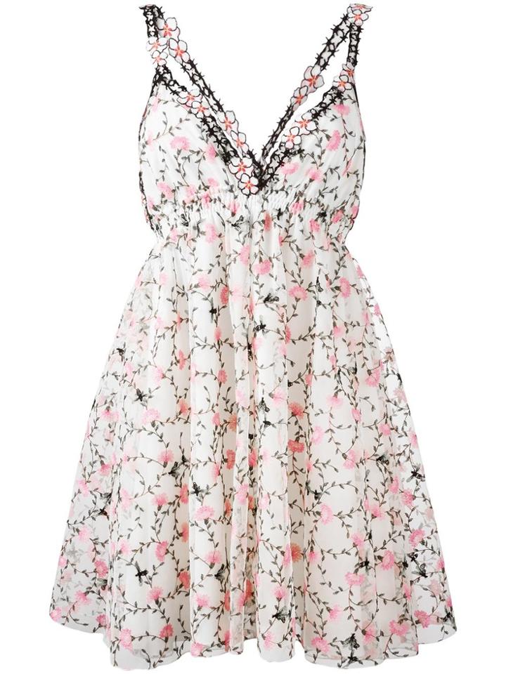Giamba Floral Print Pleated Dress - White