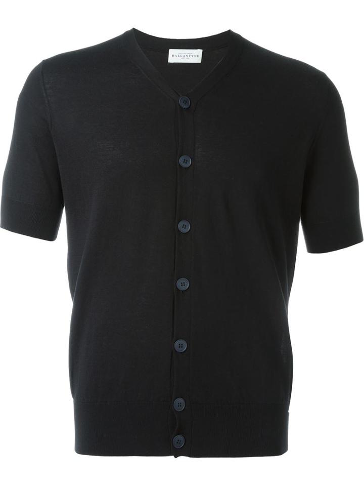 Ballantyne Short Sleeve Cardigan, Men's, Size: 46, Black, Cotton