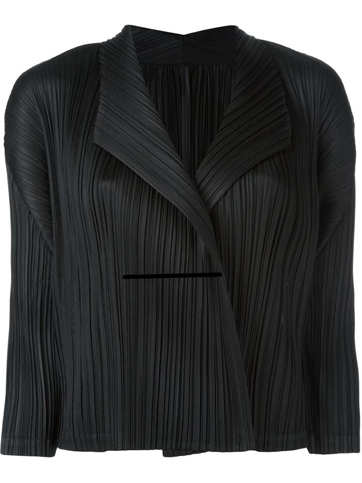Pleats Please By Issey Miyake Wrap Detail Cropped Jacket, Women's, Size: 5, Black, Polyester