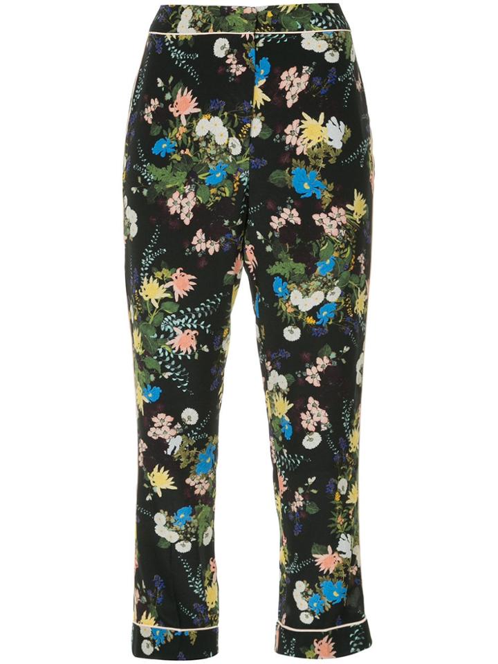 Erdem Floral Cropped Trousers - Black