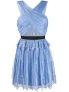 Self-portrait Fine Lace Mini Dress - Blue