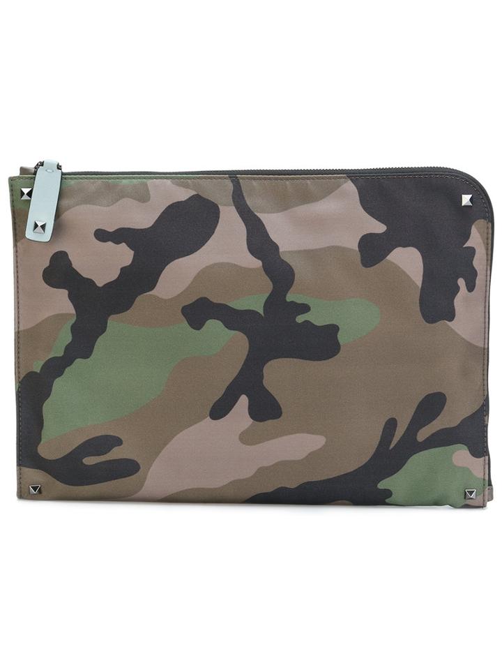 Valentino - Valentino Garavani Camouflage Document Case - Men - Acrylic/polyamide - One Size, Green, Acrylic/polyamide