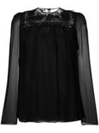 Giambattista Valli Crochet Lace Sheer Blouse - Black