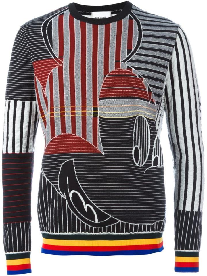 Iceberg Mickey Mouse Intarsia Jumper, Men's, Size: Iii, Black, Polyamide/virgin Wool
