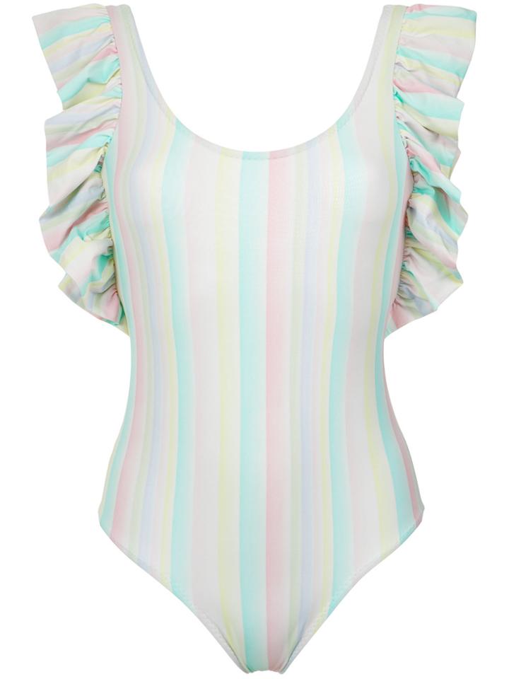 Isolda Rainbow Ruffled Swimsuit - Multicolour