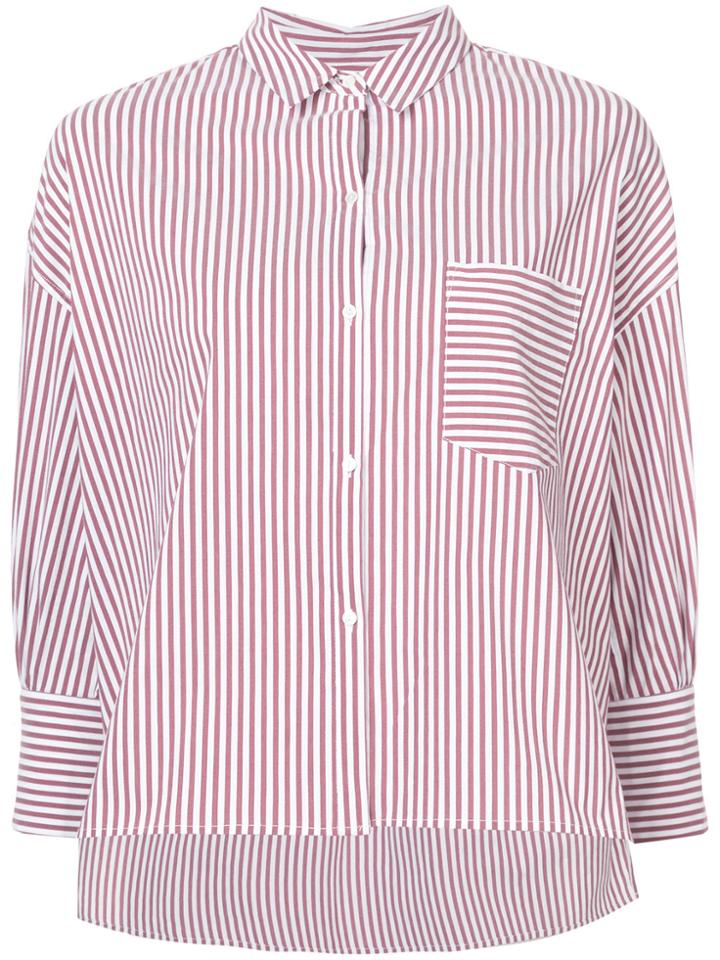 Nili Lotan Boxy Asymmetric Striped Shirt - Red