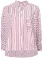 Nili Lotan Boxy Asymmetric Striped Shirt - Red