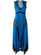 Gucci - Plissé Pleated Lace Insert Gown - Women - Silk/polyester/spandex/elastane/metallic Fibre - M, Blue, Silk/polyester/spandex/elastane/metallic Fibre