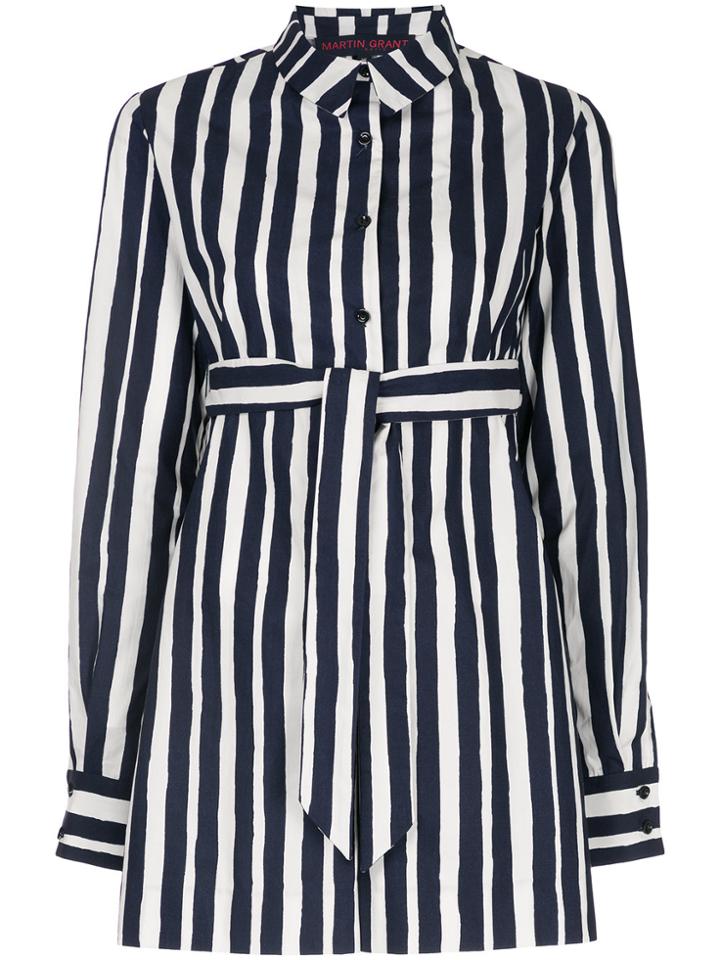Martin Grant Striped Belted Playsuit - Black