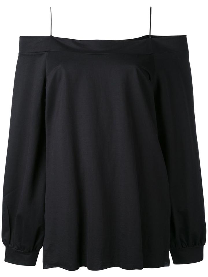 Dorothee Schumacher - Off-shoulders Longsleeved Blouse - Women - Polyamide/cotton - 3, Blue, Polyamide/cotton