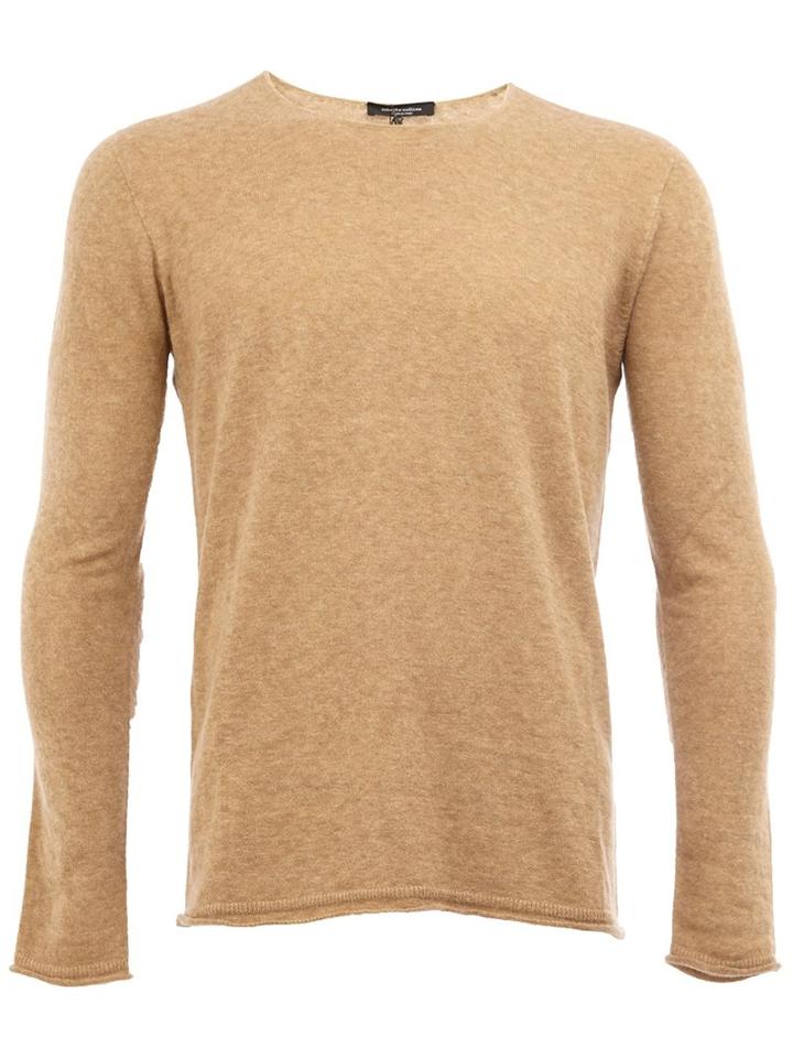 Roberto Collina Crew Neck Jumper, Men's, Size: 50, Brown, Nylon/alpaca/merino