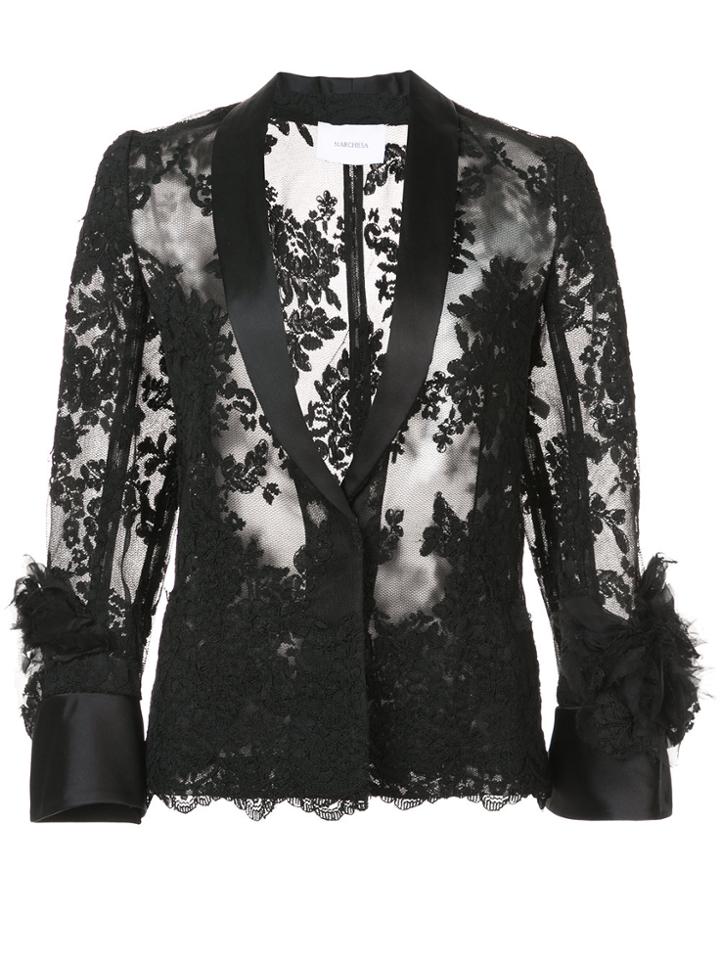 Marchesa Sheer Lace Shirt - Black