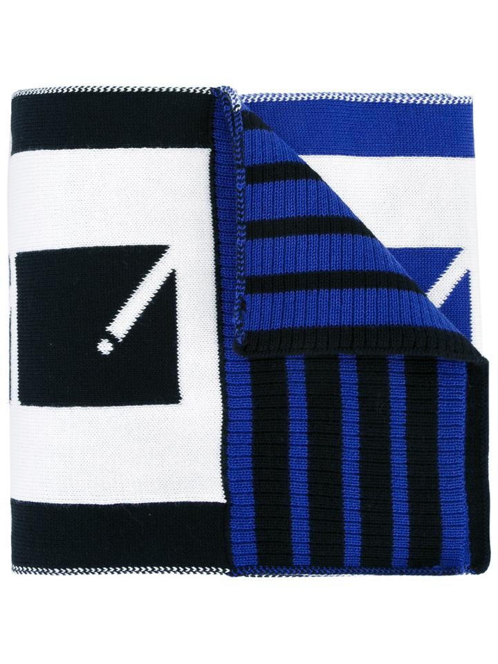 Kenzo Logo Print Scarf, Men's, Black, Cotton