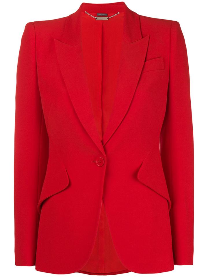 Alexander Mcqueen Single Button Blazer - Red