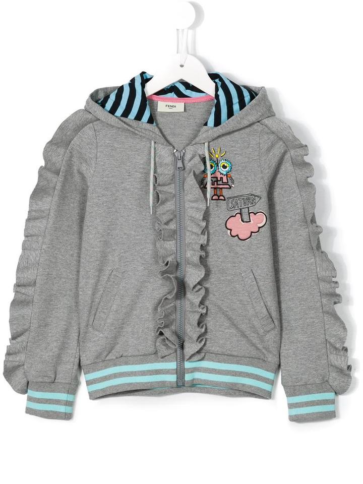 Fendi Kids Space Hoodie, Girl's, Size: 6 Yrs, Grey