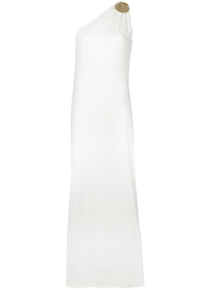 Elena Makri Clam Buckle One Shoulder Dress - White
