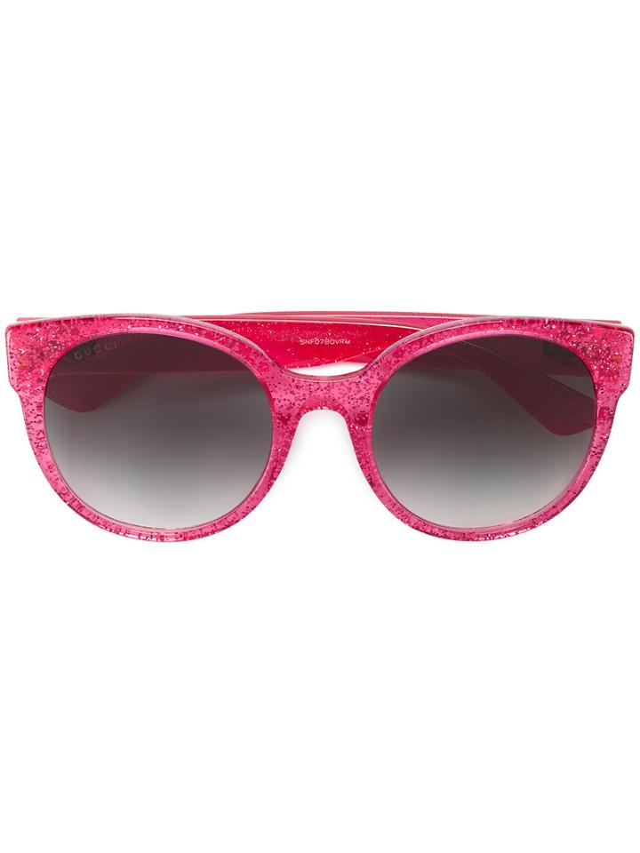 Gucci Glitter Round Sunglasses, Women's, Pink/purple, Acetate