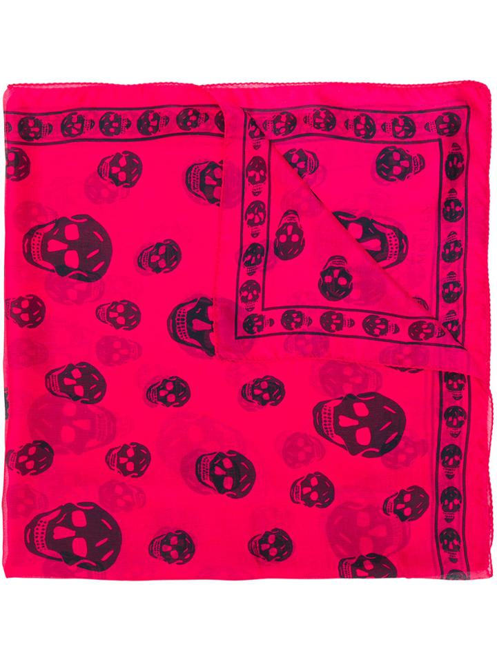 Alexander Mcqueen Skull Print Foulard - Pink & Purple