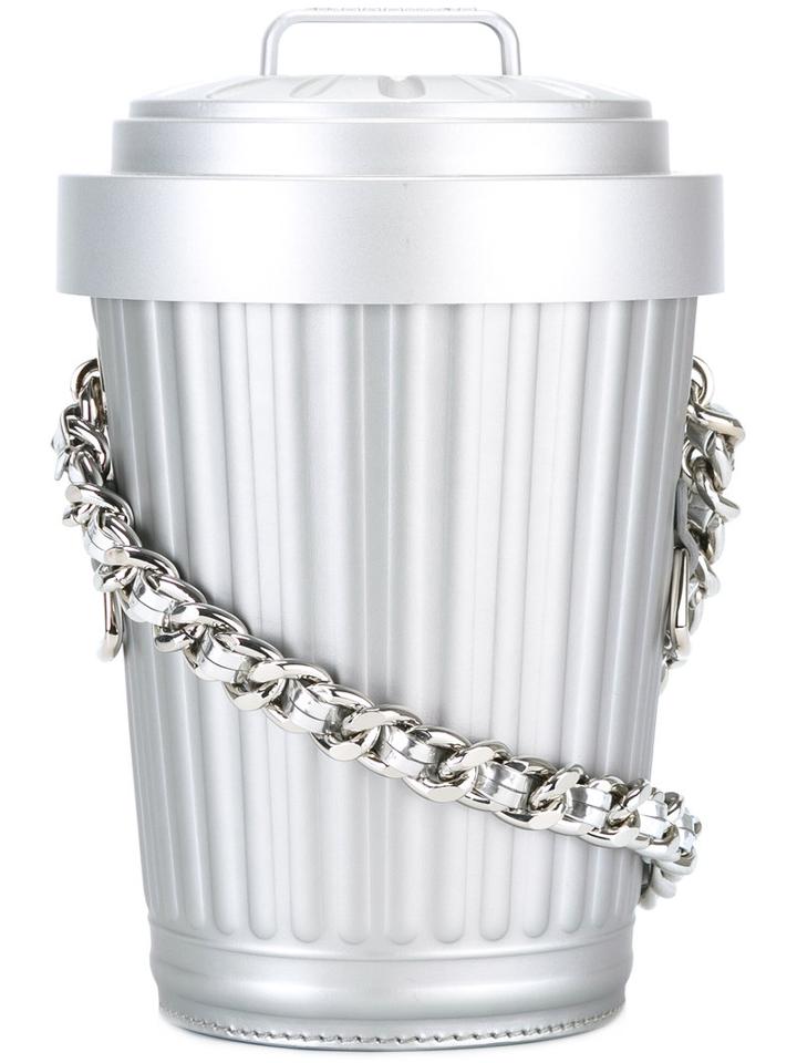 Moschino Trash Can Shoulder Bag, Women's, Grey, Polyurethane/plastic