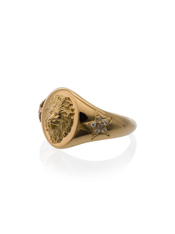 Foundrae Yellow Gold Diamond Embellished Strength Signet Ring -