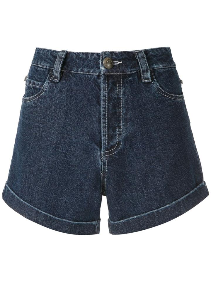 Andrea Bogosian Embroidered Portland Denim Shorts - Blue