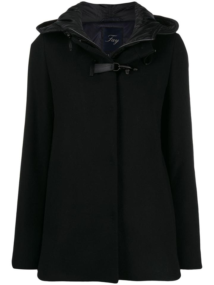 Fay Layered Toggle Cropped Parka - Black