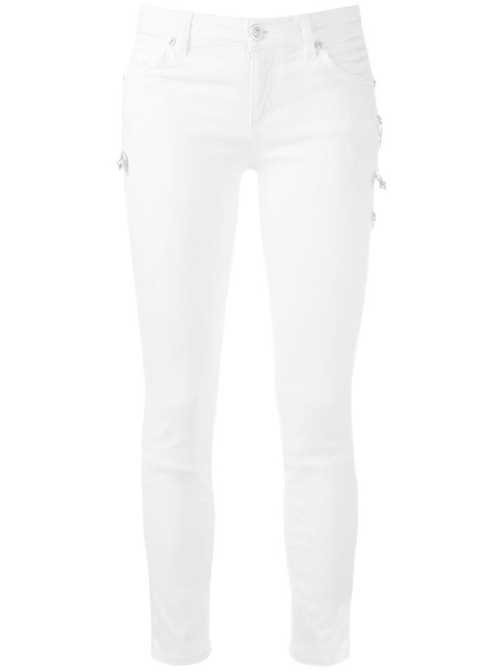 Versus Safety Pin Detail Trousers, Women's, Size: 26, White, Cotton/spandex/elastane