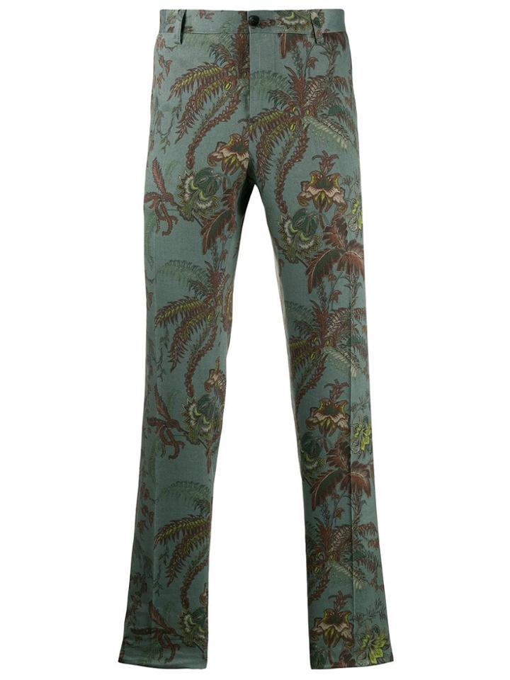 Etro Floral Print Suit Trousers - Green